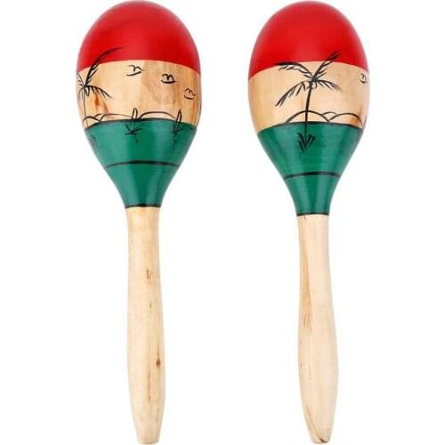 1 Pair Wooden Maracas Durable Large 25cm Musical Educational Instrument Toy for Children Kids Maraca