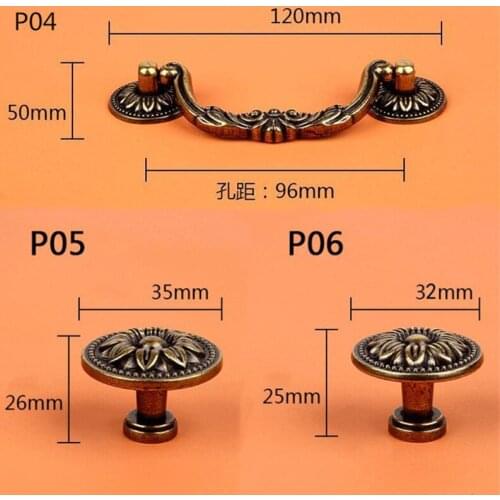 1Pc Vintage Door Handle American Style Cabinet Wardrobe Long Handle Antique Drawer Bedside Table Round Single Hole Knob
