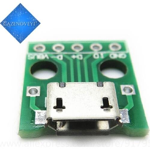10pcs/lot MICRO USB to DIP Adapter 5pin female connector B type pcb converter pinboard 2.54 In Stock