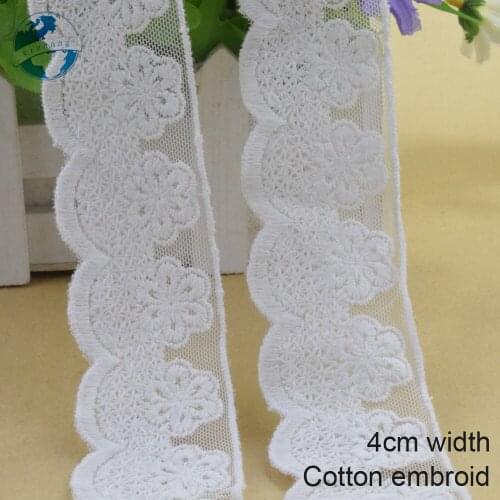 10yards 4cm wide Cotton embroid lace sewing ribbon guipure trim wedding lace DIY Garment Accessories african doll lace trim#3925