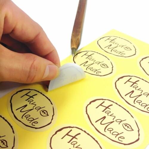 100pcs/lot Leaf Hand Made Seal Sticker High Quality Handmade Gift Label Sticker Students DIY sticker for diary decoration