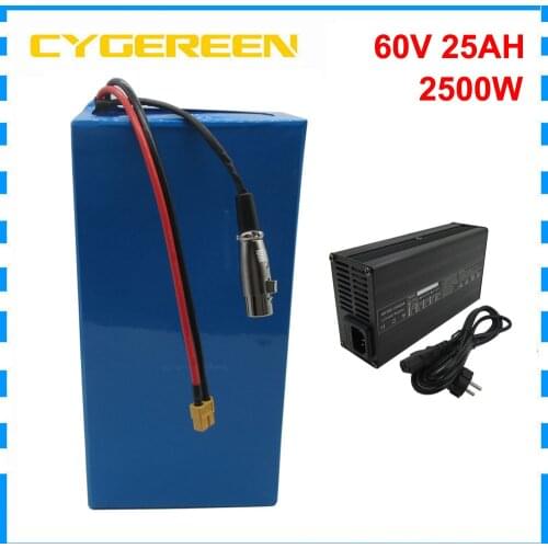 2000W 60V 25AH Lithium battery Pack 60 V Electric Bike Bicycle Batterie 5000MAH 26650 Cell 50A BMS 67.2V 5A Charger