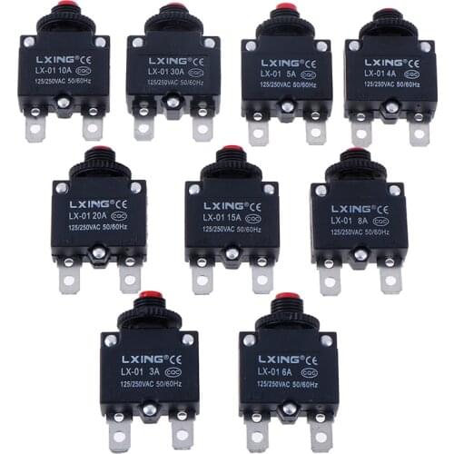 3-8A 10/15/20/30A Circuit Breaker Overload Protector Switch Fuse Thermal Switch Current Overload Protector Push Button Switch