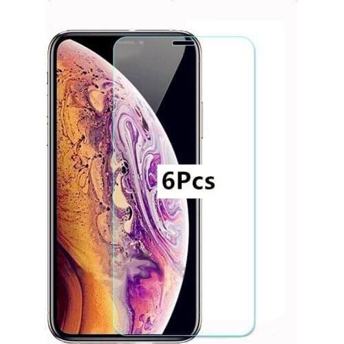 6 Pieces Tempered Glass For iPhone XR X XS 11 Pro MAX Screen Protector Protective Film For iPhone 6 6s 7 8 Plus 5 5s 5C SE 2020