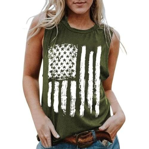 American National Flag Print Summer Women Tank Tops Independence Day Female T-Shirt Clothes O-Neck Sleeveless Fashion Casual