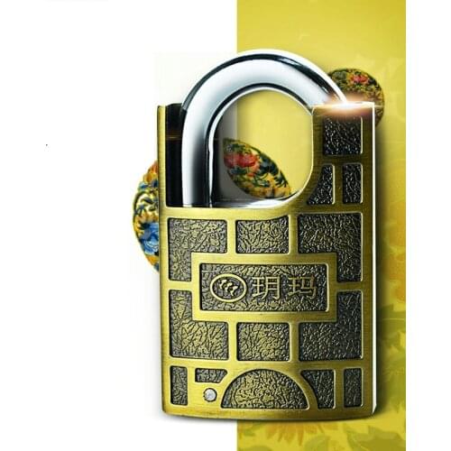 Antique brass lock padlock head idling blade padlock retro rust waterproof anti-theft door Shear