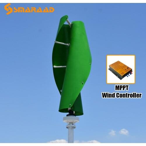 Free Energy 1000W 12V 24V 48V 96V Vertical Axis Wind Turbine Generator With Permanent Magnet Generator and MPPT Controller