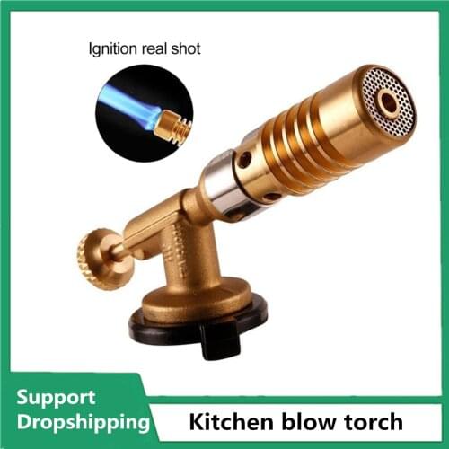 Butane Lighter Copper Flame Gun Tig Torch Portable Heating Welding Butane Gas Welding Torch Cooking Blow Torch Ignition Lighter