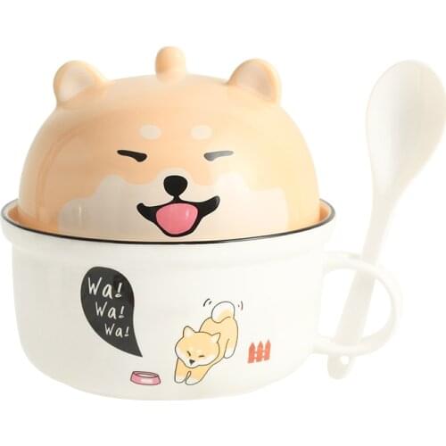 Ceramic noodle bowl covered with a single large student dormitory lovely instant noodle instant noodle bowl soup bowl