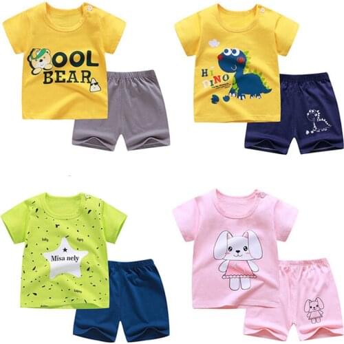 Baby Boys Clothes Suits Dinosaur 2021 Summer Children Pajamas Sets Kids Pyjamas Outfits Cotton Tee Shirts Pant Clothing Set