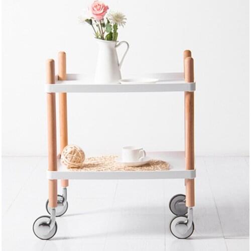 Kitchen Islands Trolleys Kitchen Furniture Home Furniture Plastic+Solid Wood Shelf Trolley Cart Kitchen Cart table VFQZ