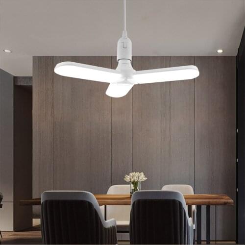 60W E27 90° Fan Blade Light Bulb Deformable Foldable Lamp Fixture LED Creative Folding Garage Lampada Adjustable for Living Room