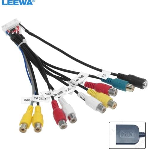 LEEWA 20-pin Extended Interface RCA AUX-IN/OUT Cable With SIM Slot MIC For Android Head Unit Stereo #CA4919