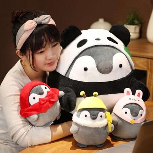 Kawaii Penguin Stuffed Plush Doll Cosplay Rabbit&Panda&Bee Toy Baby Soft Animal Penguin Pillow Cushion Kids Girl Birthday Gift