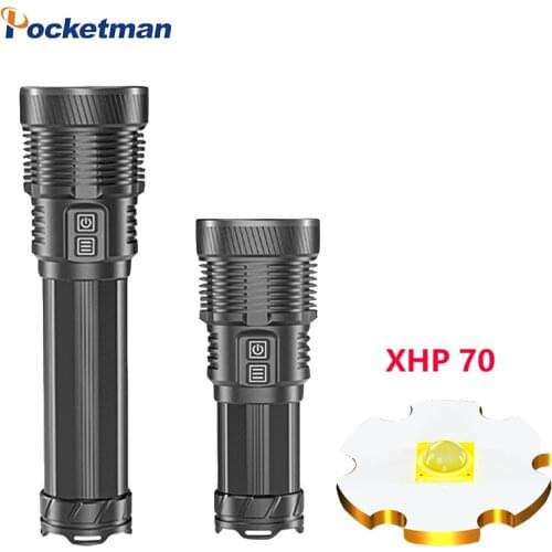 Powerful XHP70 LED Flashlight 7000Lm USB Rechargeable Torch Waterproof Flashlights Support Electricity Output Torch for Camping