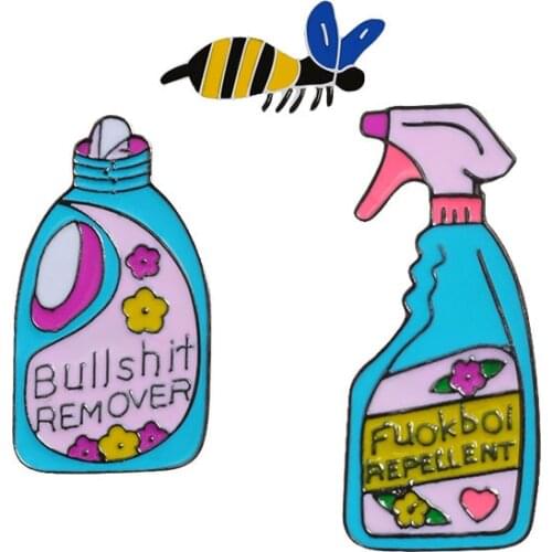 Cartoon Mosquito Spray Pins Brooches Bullshit Remover Repellent Funny Jackets Enamel Lapel Pin Bag Badges Jewelry Broche Gifts