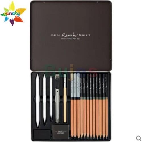 MARCO Renoir series 19 pcs/12 pcs Sketch tool set for art students Sketch pencil charcoal crayon Multiple grayscale art supplies