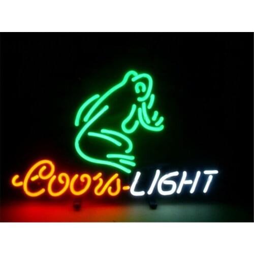 NEON SIGN For COORS LIGHT FROG Signboard REAL GLASS BEER BAR PUB display Restaurant Shop outdoor Light Signs 17*14"