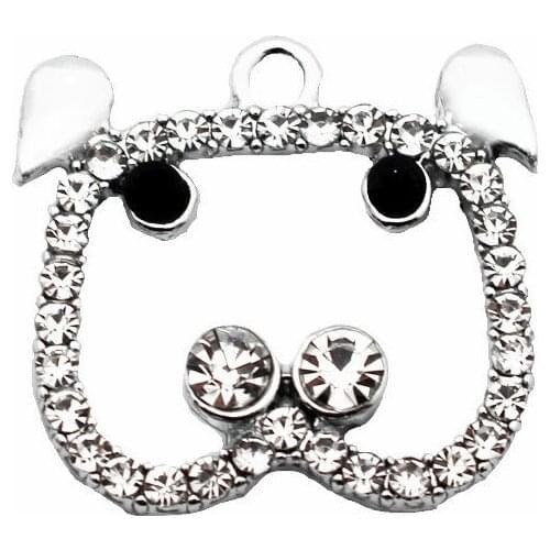 New Arrived 20pcs/lot Meatl Silver Lovely Pig Hollow Out Crystal Dangle Charms Fit Bracelet & Bangles Hanging Charms DIY Jewelry