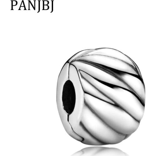 New Original Silver Plated Bead Alloy Feathered Clip Stopper Charm Fit Bracelet Bangle Necklace DIY Women Jewelry