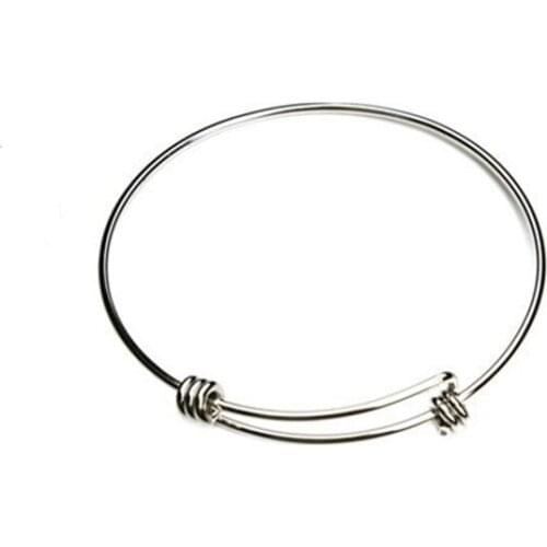 Wholesale Bulk 10pcs High Polished Stainless Steel Expandable Wire Bangle Bracelets DIY Jewelry Finding for kids 60mm