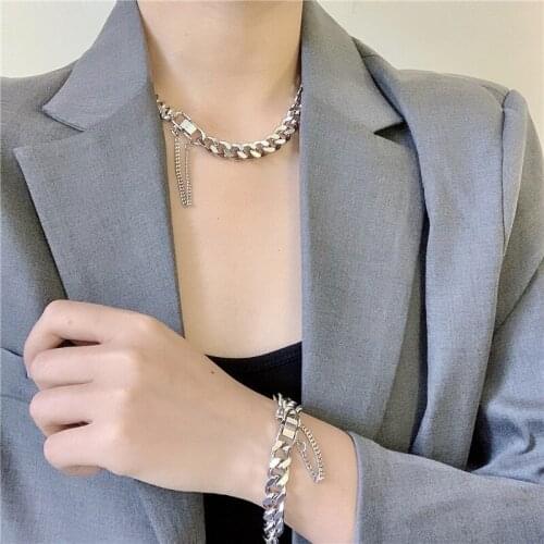 Hiphop Watch Clasp Chokers Necklaces for Women Statement Chunky Chain Necklace Tassel pendant Necklace Fashion Jewelry 2020