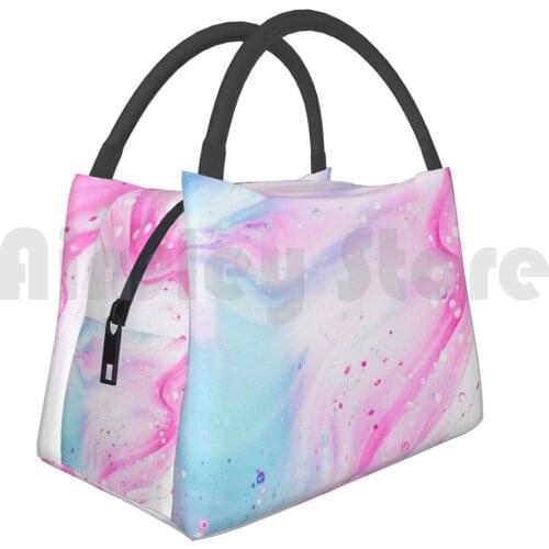Portable Insulation Bag Wave Color Rainbow Wave Pink Magenta Blue Background White Water Hbalahmar Helmi Balahmar
