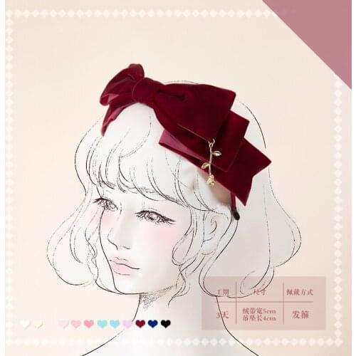Little Princes Rose Handmade Vintage Velvet Bow Hairband KC Lolita Sweet Hairclip Headwear 13 Colors