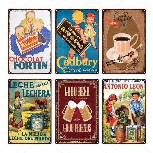 Retro Beer Dessert Metal Tin Sign Vintage Bar Pub Club Wall Decorative Plates Home Kitchen Decor Vegetables Iron Painting