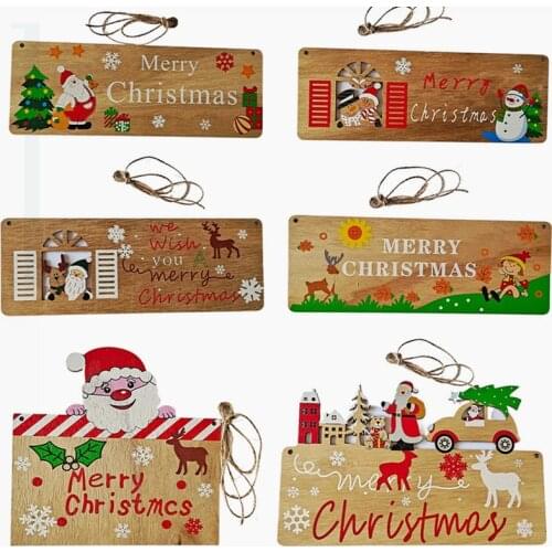 Christmas Decorations Merry Christmas Wooden Hanging Sign Xmas Ornaments for Home Door Banner New Year 2022 Navidad Noel Decor