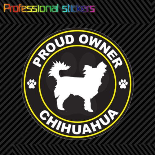 Proud Owner Long Haired Chihuahua Sticker Decal Adhesive Vinyl Dog Canine Pet for Car, Laptops, Motorcycles, Office Supplies