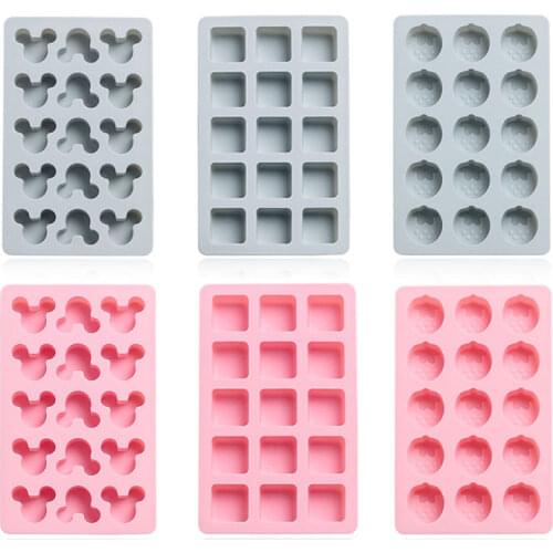 DIY Ice Tray Making Silicone Mold Love Round Strawberry Square Mouse Head Baking Accessories Chocolate Block Candy Mold