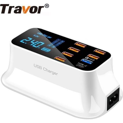 TRAVOR Quick Charge USB Charger 8 Port Universal 18W Multi Charging Station Dock Desktop 3.0 Flash charge for Phone Tablet phone