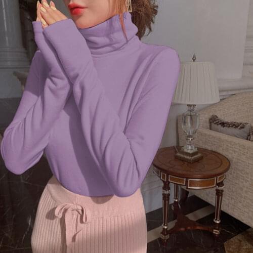 Woman Tshirts Dralon Turtleneck Long Sleeve T-shirt Womens Autumn and Winter Top Clothes Ropa Mujer Camisetas