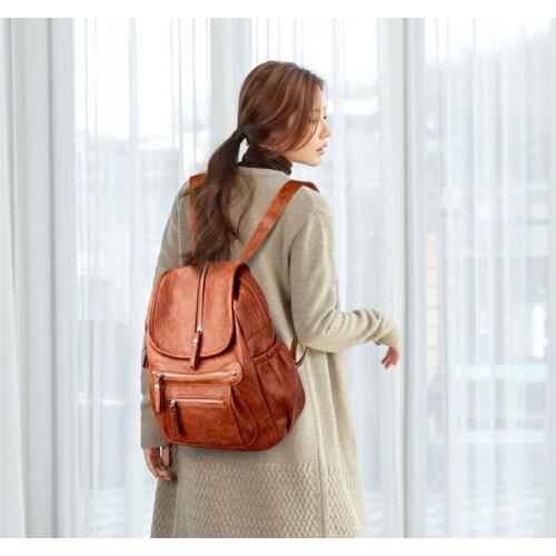 Women Backpack Large Capacity School Bag For Girls Double Zipper Leisure Shoulder Bags Feminine Vintage Brand Shoulder Bags