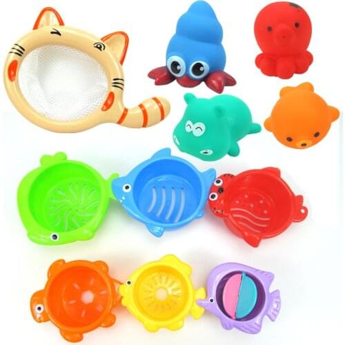 11Pcs Colorful Animal Bathroom Shower Stacking Cup Kids Baby Bath Water Play Toy