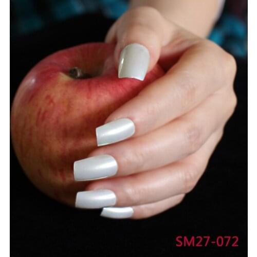 2020 24pcs Hot sell fashion Long section Square head candy false nails decoration Pearl silver M072