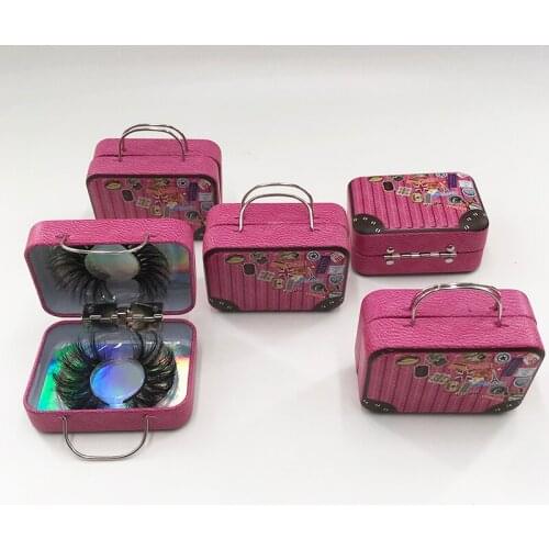 Suitcase Pink Eyelash Packaging for Natural Dramatic Lashes Empty Box Come With Clear Tray