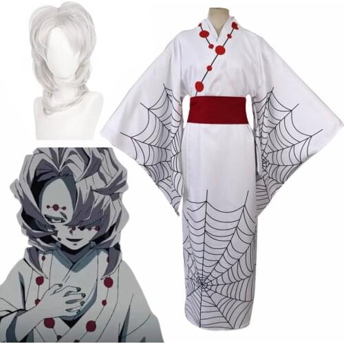 Anime Demon Slayer Kimetsu no Yaiba Cosplay Rui Costume Women Kimono Costume Spider Ghost Rui Kimetsu no Yaiba Cosplay C98C43