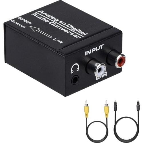 R/L RCA 3.5mm AUX Analog to Digital Audio Converter Coaxial Toslink Optical Audio Adapter with Optical Cable Coaxial Cable