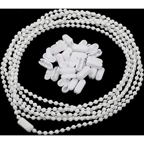 4 M Blind Beaded Chain And 20 Pcs Connect White Plastic Roller Blind Chain Repair，Roller Curtain Bead Rope,Blind Beaded