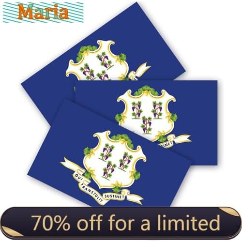 Connecticut Flag Bumper Stickers Set of 3, Made of Durable and Waterproof Materials, Motorcycle Helmet Trunk Vinyl Stickers
