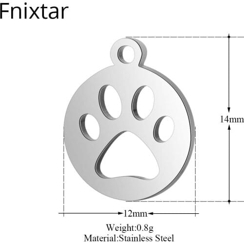 Fnixtar 50pcs/lot Stainless Steel Jewelry Animal Mini Charms Pendant For Women 12*14mm Round DIY Charms Jewelry Accessories