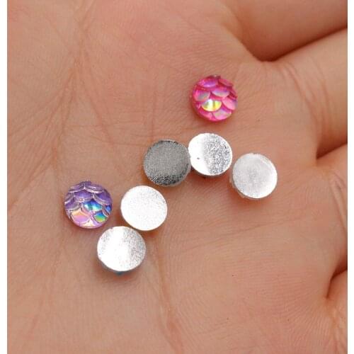 Fnixtar 6mm Mini Faux Druzy Resin Fish Scale Resin Cabochons Hadmade DIY Bracelet Earrings Jewelry Accessories 100piece/lot