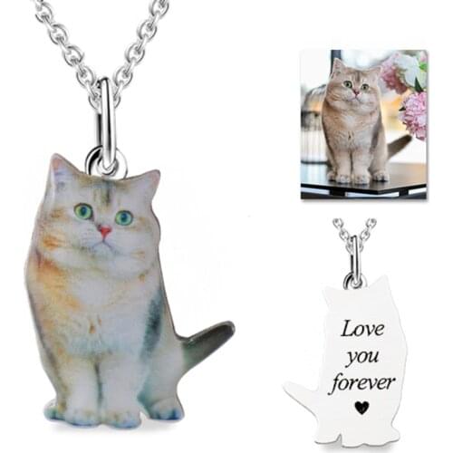 Custom Frame Photo Kids Necklace jewelry Photo Silver Gold Necklace Pet Dog Pendants Cat Custom Made Individual Engraved Photo