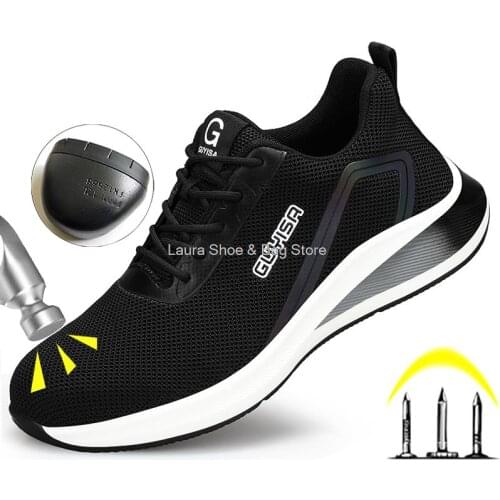 Dropshipping Men Safety Shoes Light Steel Toe Anti-stab Anti-smash Sneakers Male Industrial Work Shoes Man Boots Protective Shoe