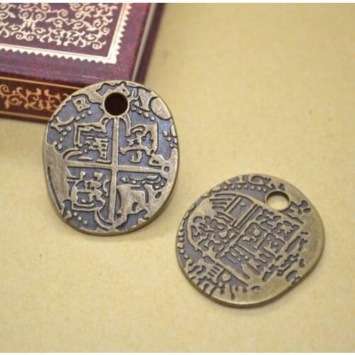6 pcs Zinc Alloy Antique Bronze Charms round Relief pattern metal pendant DIY Jewelry Making 29*26mm B150