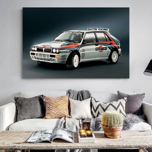 Lancia Delta Intergrale Old Car Racr Sport Vehicle Home Decor Wall Art Posters Canvas Paintings Fabric Print Room Decoration