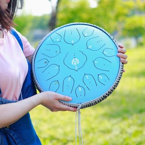 M MBAT Steel Tongue Drum 13 Inch 15 Notes Ethereal Hand pan Drum Percussion Instrument Yoga Meditation Tambourine Music Gift