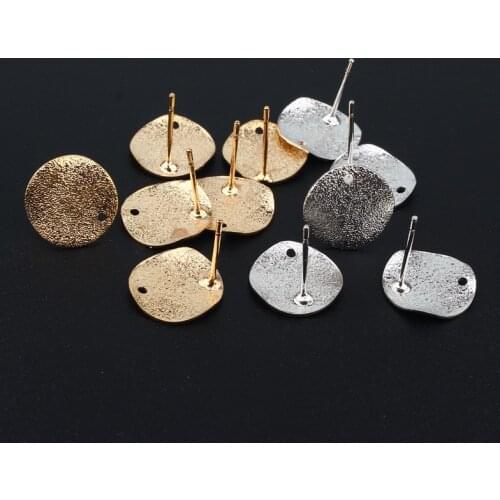 10pcs 12mm Gold Irregular Circle Earring Base Findings Zina Alloy Earrings Make Accessory Eardrop DIY Jewelry Make AC211